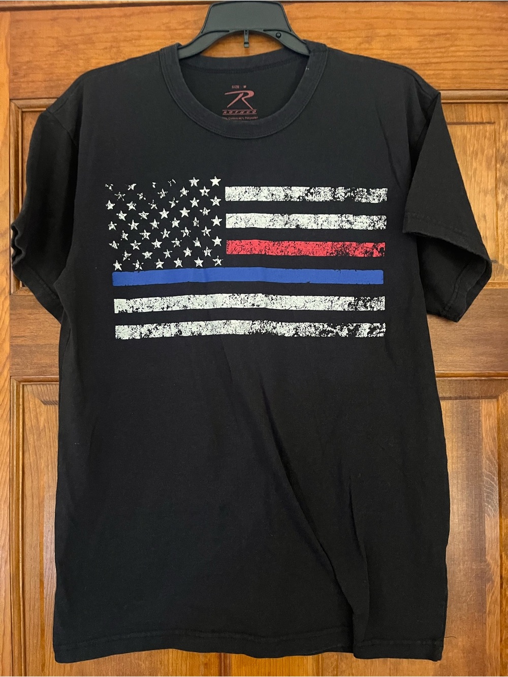 Rothco Black Short-Sleeve Flag Tee with Red & Blue Accents